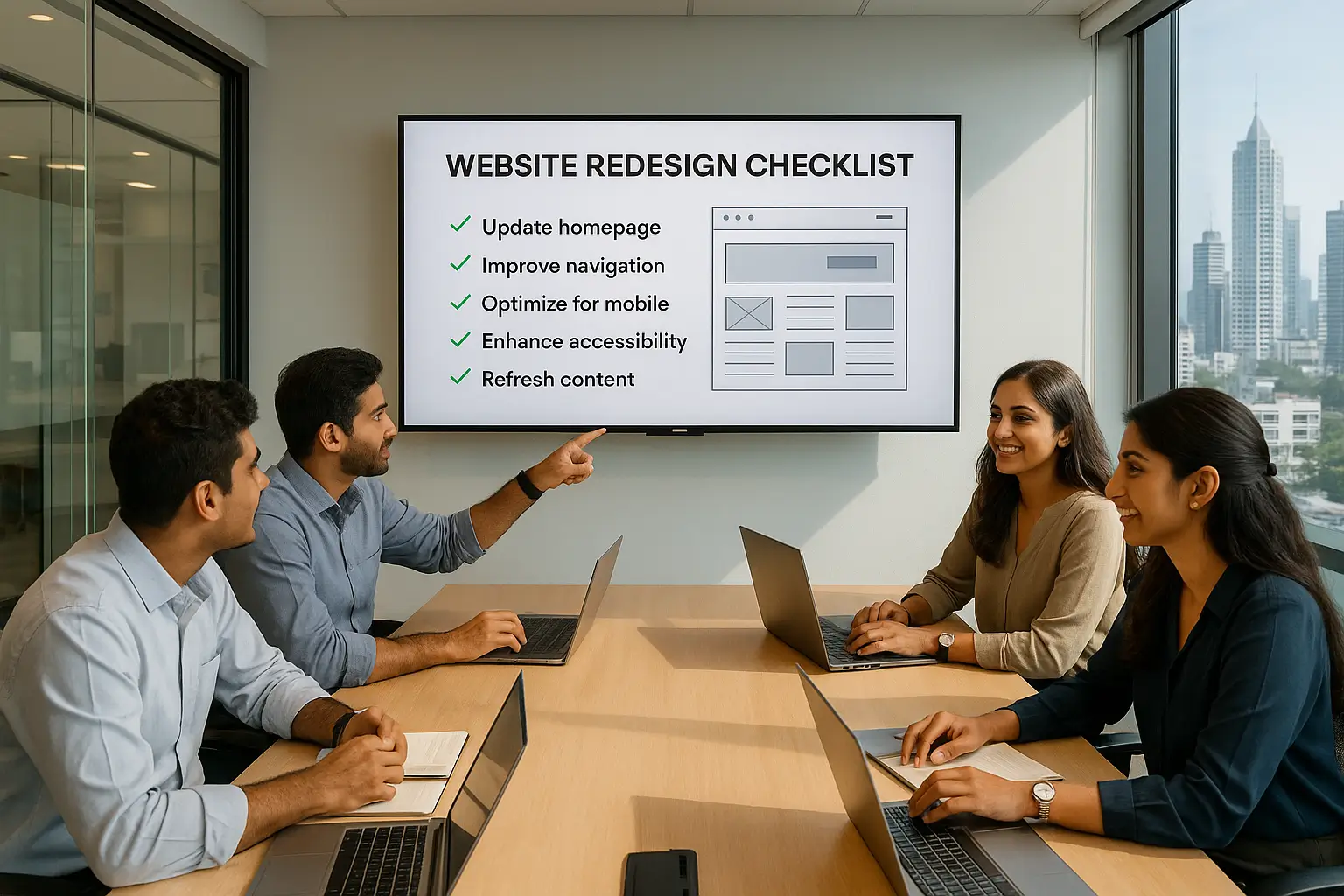 Website redesign checklist presentation for Mumbai business team