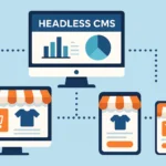 Illustration of headless CMS for ecommerce powering multiple devices