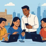 Team at the best mobile app development company in Mumbai working on a project