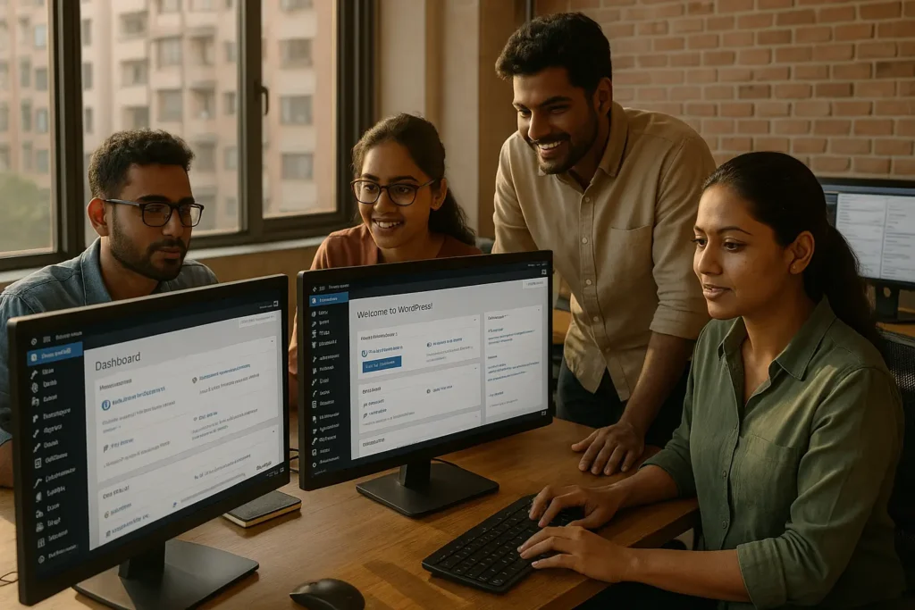 WordPress development company in Mumbai office team collaborating on website project